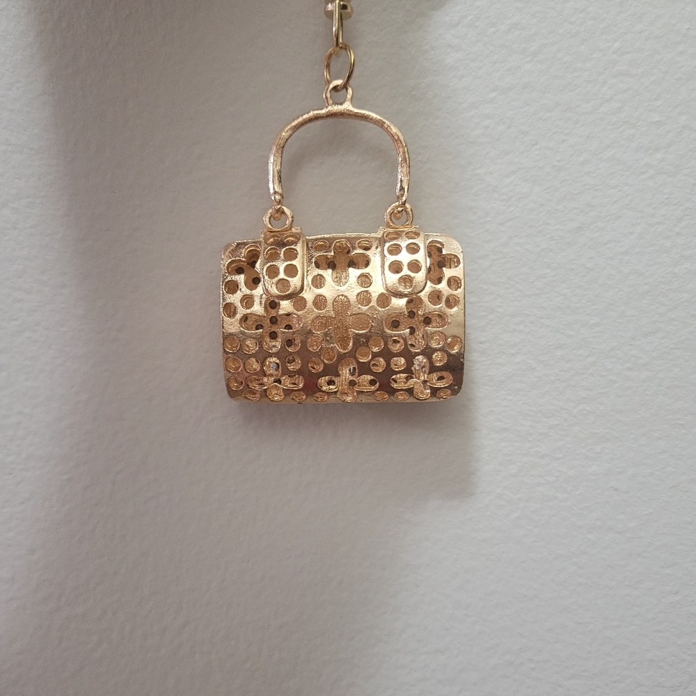 Bag or key charm- cute gold purse with red gem. NWOT. - Picture 3 of 4